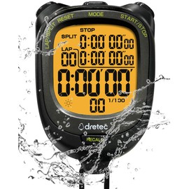 dretec Digital Stopwatch Waterproof Backlight Black