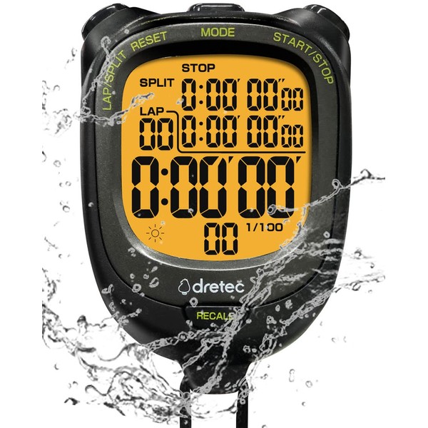 dretec Digital Stopwatch Waterproof Backlight Black