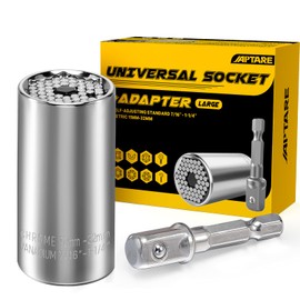 JAPTARE Universal Socket Tool, Super Socket Metric 11-32mm Multi-Function Ratchet Wrench with Power Drill Adapter, Standard 7/16'' - 1-1/4'' Socket Set for Christmas Gifts Father Men DIY Handyman