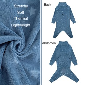 Dog Coats Autumn Winter Jumpsuit for Large Medium Dogs, Warmer Recovery Suit Polar Fleece Dog Bodysuit Lightweight Pajamas Pullover Stretchy Onesie Four-Legged Cold Weather Clothes(3XL, Blue)
