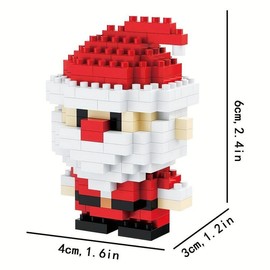 Santa Claus Design Building Blocks Toy, 1 Count Cute Micro-particle Building Bricks Ornament, Snowman & Reindeer Creative Desktop Decoration for Home Office, Building Block Model:_Multicolor_Christmas Blue Snowman 210pcs