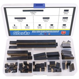 Glarks 80Pcs 2.54mm Straight Double Row Female Pin Header Socket Connector Strip Assortment Kit for Arduino Prototype Shield(Double Row)