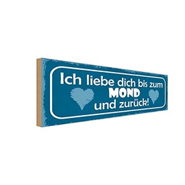 vianmo Holzschild 10x27 cm ich liebe dich bis zum Mond Deko Geschenk Holz Schild