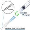 25 Pack 3ml 23Ga Lab Syringe Tools with Measurement, Individually