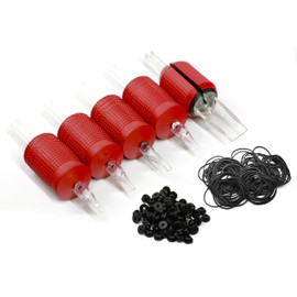 BEZTAT - Tubos de Tatuaje Desechables de 25 mm con Agarre de Silicona Suave Roja, Paquete de 20 (7M1)