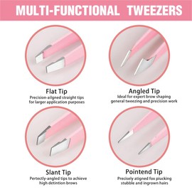 ZKSXOA 4 x Stainless Steel Eyebrow Tweezers Set Scissors Tweezers Straight Slicker Pointed Tweezers Splitter Tweezers Pointed Tweezers for Men and Women