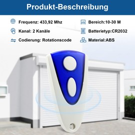 Garage Door Replacement Remote Control 433.92Mhz Compatible with Novoferm Novotron Handheld Transmitter 502 MAX43-2 Novotron 512 MIX43-2, Pack of 3