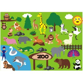 WATINC Felt Zoo Board Set 42 Pieces Preschool Wild Jungle Animals for Storytelling Flannel Board Safari Animals Early Learning Toy Educational Toy Birthday Gift
