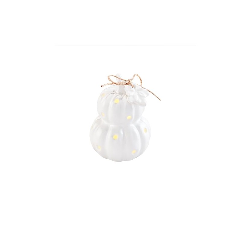 Mud Pie White Pumpkin Light Up Sitter, 4.75" x 3.75"