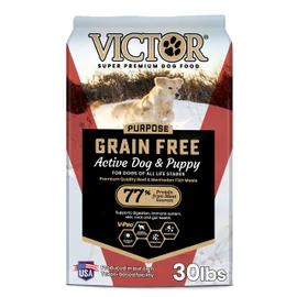 VICTOR Super Premium Dog Food – High Protein Grain Free Active Dog & Puppy Kibble – Dry Food with 33% Protein, Gluten-Free - Premium Beef, Pork, Fish Meals for High Energy Dogs, 30lbs