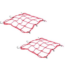 2 PCS Cargo Net,11.8 inch x11.8 inch Elastic Rack Storage Net with 6 Adjustable Hooks for Bike Bicycle Motorcycle (Red)