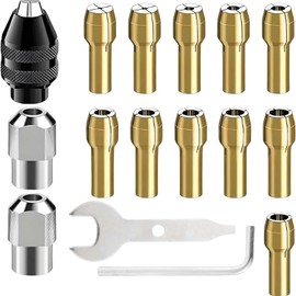 16 Piece Drill Chuck Set Compatible with Dremel, Drill Chuck for Dremel Chuck Set, 0.5 mm to 3.2 mm, Keyless Chuck Accessories for Dremel 4486, 4485, 100, 300, (M7)