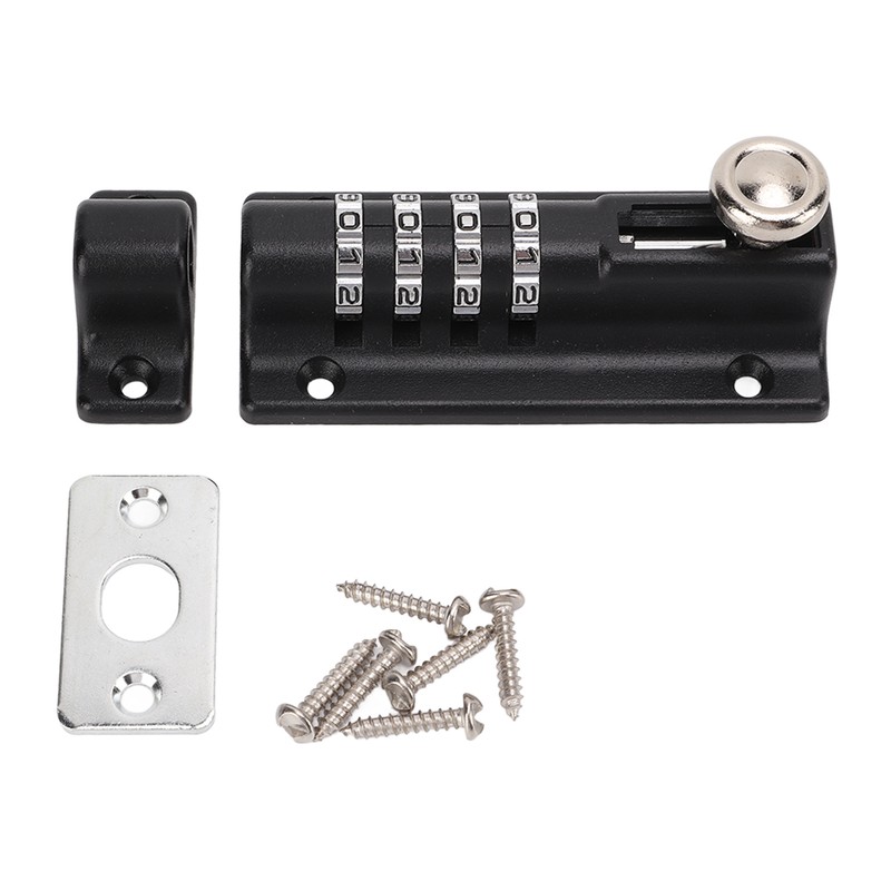 Combination Latch Lock 4 Digit Black Anti Theft Waterproof for