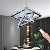 diisunbihuo Modern Crystal Chandeliers LED Square 3-Rings Chandelier Pendant Lights
