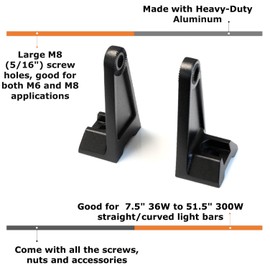 iJDMTOY Universal Fit Side Brackets Compatible with Mounting Double Row Straight or Curve LED Light Bar (Most 20 30 40 42 50 52 Inches)