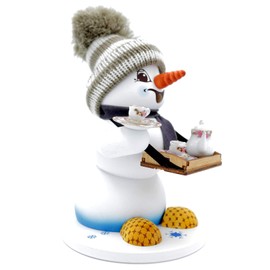 Kuhnert - Erzgebirge Wood Art Incense Smoker Figurine Snowman 19 cm Bird Trader