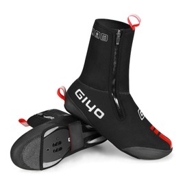 PLATTBK Bicycle Overshoes Winter Road Bike Overshoes Thermal Cold Protection Waterproof with Reflective Stripes for Men and Women, black