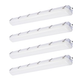 Amptonica 4FT LED Vapor Tight Light, 60W 6600lm(100W Eq.) Vapor Proof Light Fixture, 5000K Waterproof Shop Light for Car Wash, Carport, Walk in Freezer, Parking Garage, UL List 4-Pack…