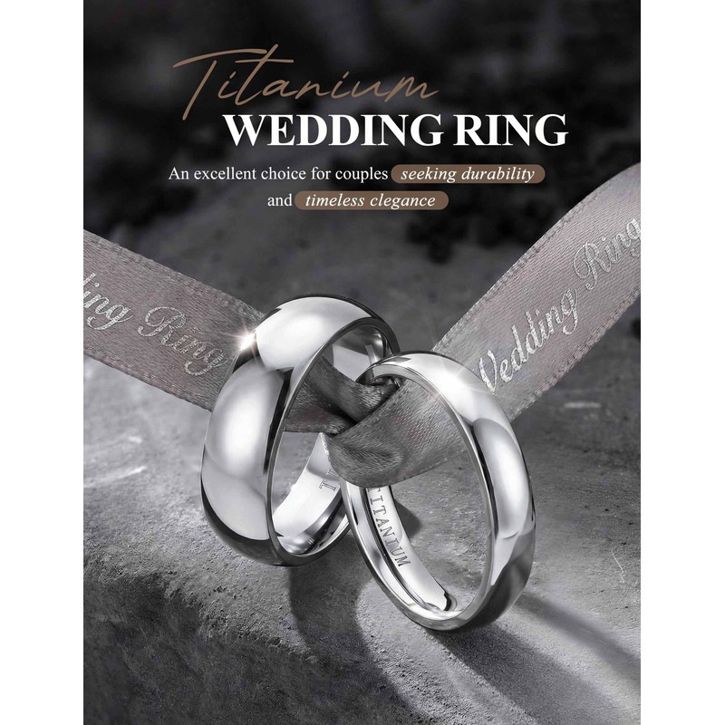 Jstyle 4mm Silver Titanium Wedding Band for Women Men, Comfort