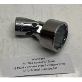 Westward 7/8" 12 Point 3/8" Drive Flex Socket - 7/8" Universal Joint Socket -