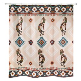 Avanti Linens - Shower Set, Fabric Shower Curtain & 12pc Shower Hooks, Tribal Inpsired Home Decor (Navajo Dance Collection)