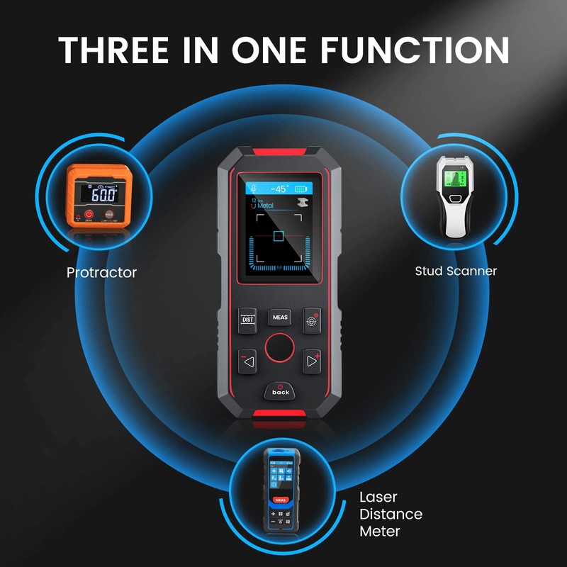 KOLSOL Stud Finder with 196ft Laser Measure, 3 in 1