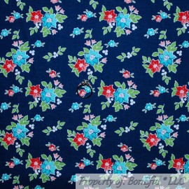 Riley Blake BonEful FABRIC FQ Cotton Quilt Navy Blue Red White Flower Garden Cottage Farm US