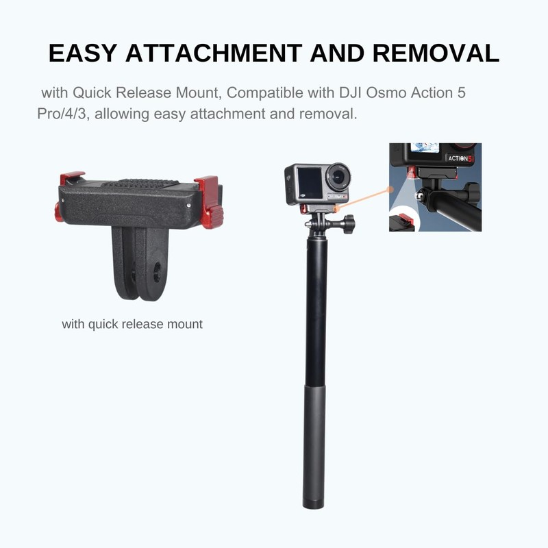 Fotoleey Telescopic Extension Pole for DJI Osmo Action 5 Pro