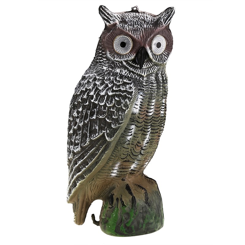 Solar Powered Owl Hunting Decoy Bird Scarer Deterrent Pest Control