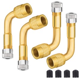 SAFELIFE Valve Stem Extenders 4 Pack, 90 Degree Schrader Tire Valve Extension, Compatible for Dually Wheels Passenger Cars,RV,Stroller,Bicycles,Motorcycles and Trailers Silver