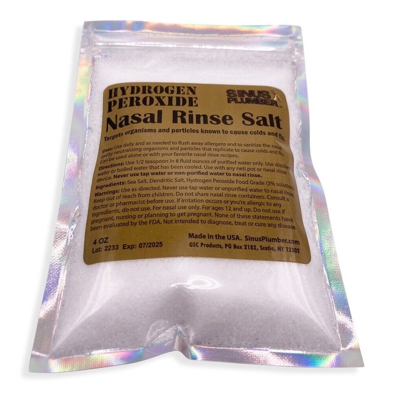 Sinus Plumber Hydrogen Peroxide Nasal Rinse Salt Allergy Cold and