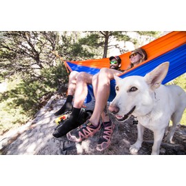 Grand Trunk Double Deluxe Parachute Nylon Hammock for Camping - Navy/Light Blue