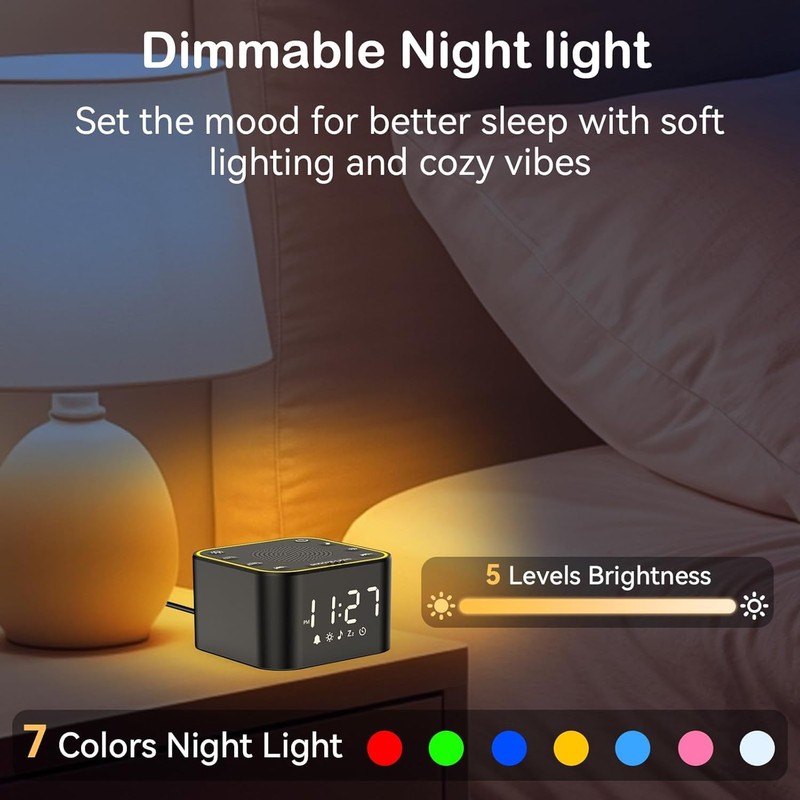 Sound Machine with Alarm Clock: 30 Non-Looping Sleep Sounds -