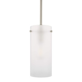 Linea Modern Brushed Nickel Pendant Light - Large Frosted Glass Effimero Pendant Adjustable Hanging Lighting Fixture for Kitchen Island, Over Sink and Bathroom