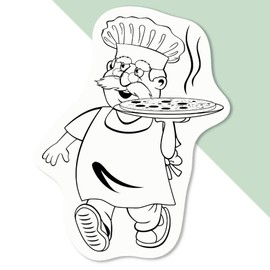 4 x Small 50mm 'Italian Chef' Permanent Sticker Decals for Cars/Windows/Bins/Walls etc (DW00118084)