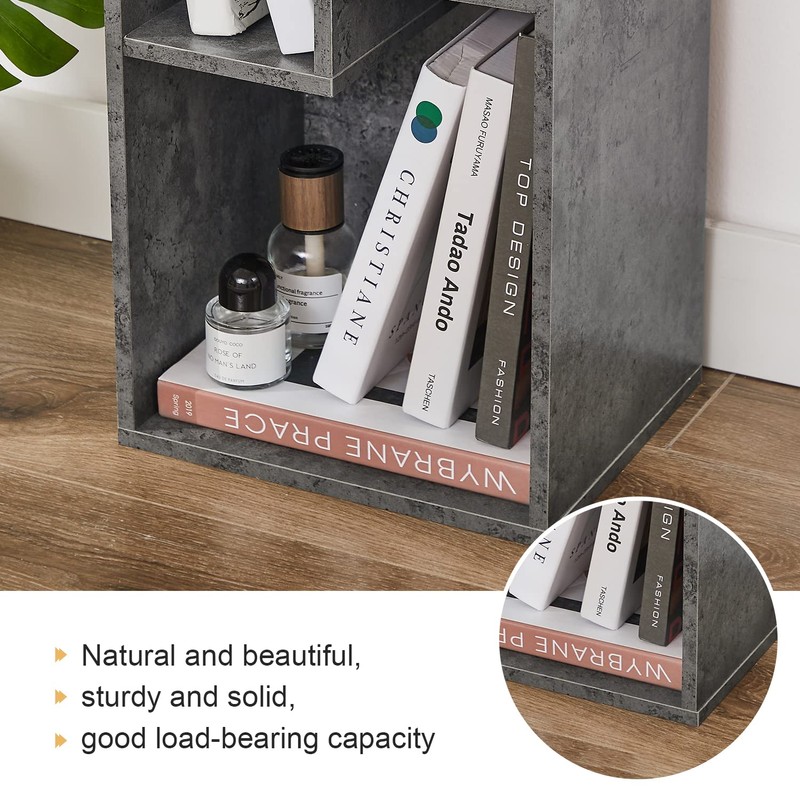 VECELO 3-Cube Open Bookcase, Small Bookshelf with Height Difference Shelves