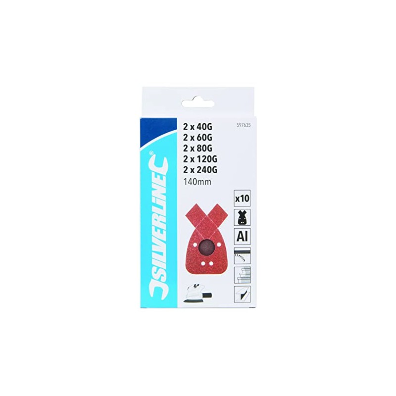 Silverline 597635 Hook and Loop Detail Sander Sheets and 2