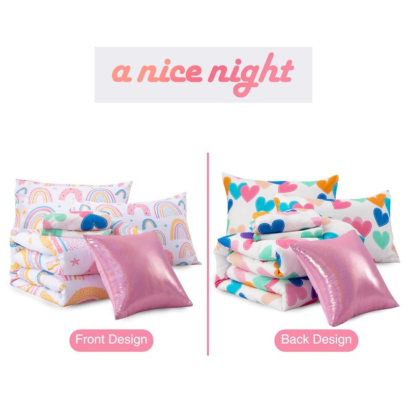 A Nice Night Lightweight Soft Cartoon Rainbow 6Pcs Twin Comforter