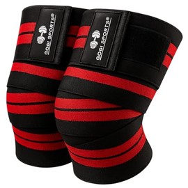 Rodilleras de compresión elásticas para entrenamiento, gym, fitness y levantamiento de pesas | Bandas deportivas con soporte y ajuste firme para hombres y mujeres | Vendas elasticas deportivas para gym y crossfit - Rojas con negro