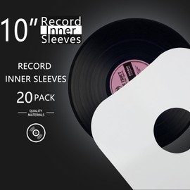 20 Pack 10 Inch Vinyl Record Inner Sleeves Heavy White Kraft Paper with Rounded Corners Protective Sleeves Anti-Static Paper Vinyl Record Sleeves for LP Albums