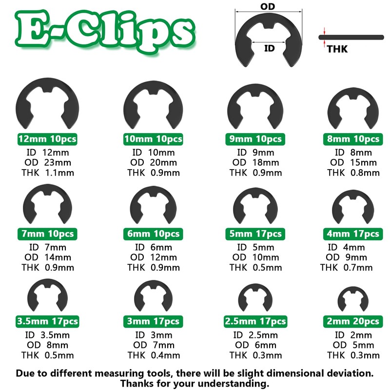 Aienxn 330PCS Snap Rings Assortment Kit, E Clips Assortment Kit