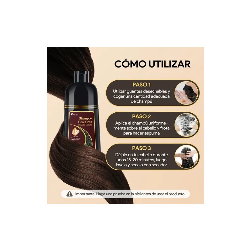 Shampoo Con Aceite De Argán Tinte Cubre Canas-marrón Oscuro