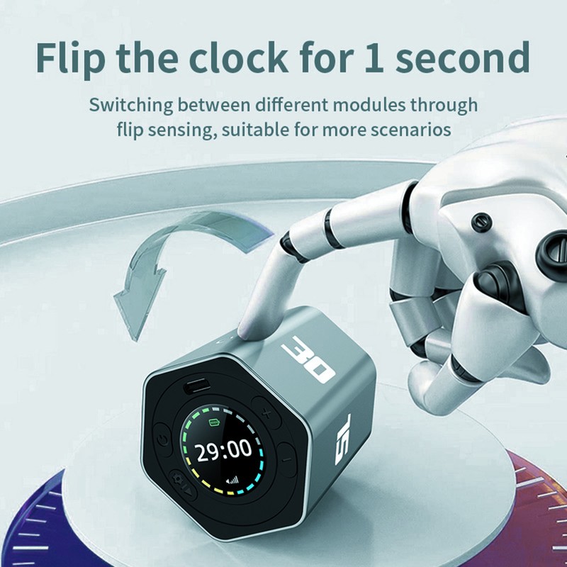 Portable Cube Timer Gravity Sensor Rotating Timer Count Up/Down Function