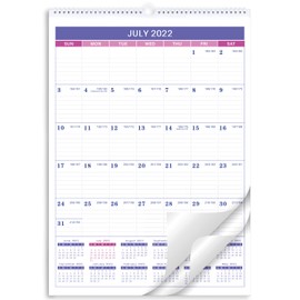2022-2023 Wall Calendar - Monthly Calendar 2022-2023 from Jul 2022 - Dec 2023, 17" x 12", Large Blocks with Julian Dates, Twin-Wire Binding, Hanging Steadily