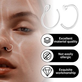 Pack of 6 fake nose piercing rings, thin, nose ring, gold, fake nose ring, silver nose ring, nostril piercing nose, nose piercing rings, septum lip piercing set for nostril, breasts, ear lip
