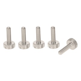 PrecisionGeek - Thumb Screws M6 x 15mm, Aluminium, Head 10mm diameter Flat, Knurled, Total L=19mm - Set of 5 pieces
