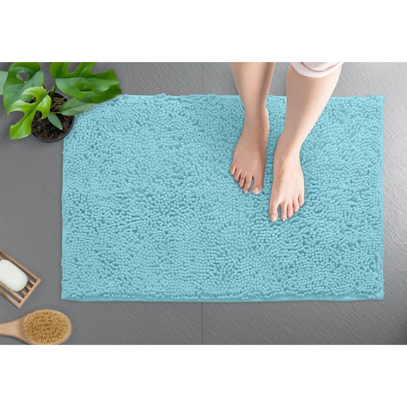 LuxUrux Bath Mat-Extra-Soft Plush Bath Shower Bathroom Rug, 1'' Chenille