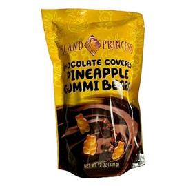 Island Princess Chocolate Covered Pineapple Gummi Bears 12 Ounce
