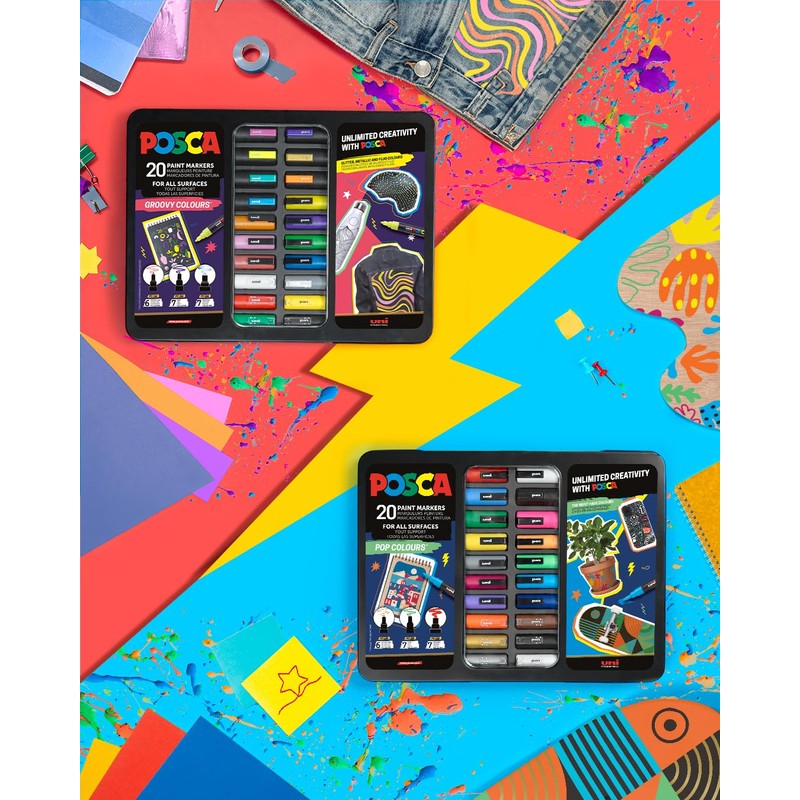 Uni-Ball 186832 - POSCA Marker Set, 20 Acrylic Pens in