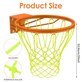 Glow Basketball Net 12 Loops Outdoor Basketball Nets Heavy Duty Net Replacement All Weather Anti Whip Nylon Light-Up Accessories for Pool Sports